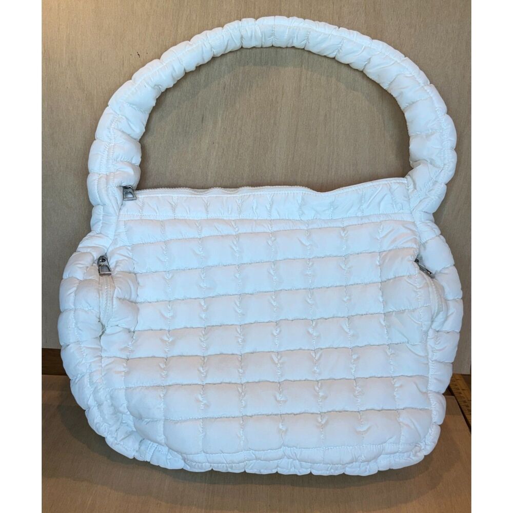 Minimalist Clean Girl White Quilted Puffer Tote Shoulder Bag Y2K Streetwear